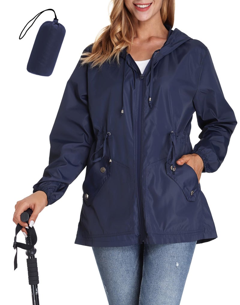 JTANIB Women Packable Rain Jacket Waterproof Lightweight Raincoat Hooded for Hiking Outdoor Travel - Image 1
